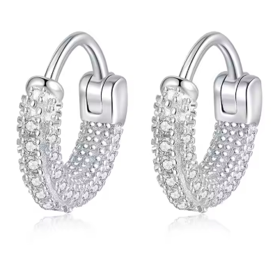Wholesale Everyday Versatile Earrings S925 Sterling Silver Micro Inlaid Moisssnite Full Diamond Earrings for Women
