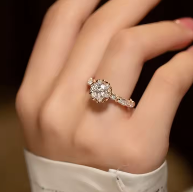 Fashion Romantic Moissanite Diamond Ring Pure Silver Proposal Wedding Platinum Diamond Ring for Girlfriend