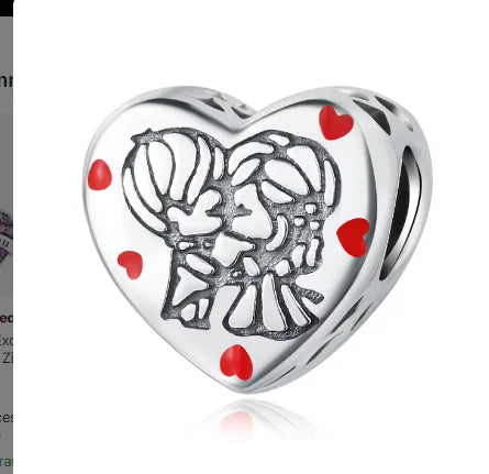 Red Enamel Wedding love Kiss Beads