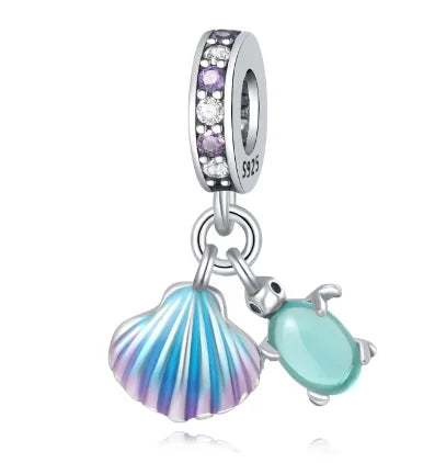 Colorful shell little turtle pendant