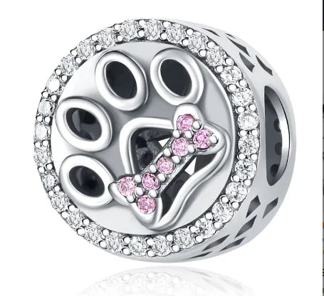 Hollowed out Dog Paw Print Charm Bead