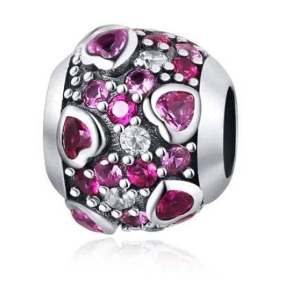 Love Heart Red Zirconia Charm bead
