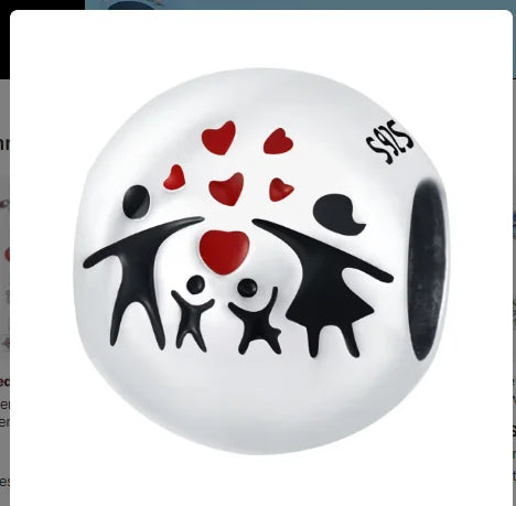 Love Heart Happy Family Dad Mom and Child Beads