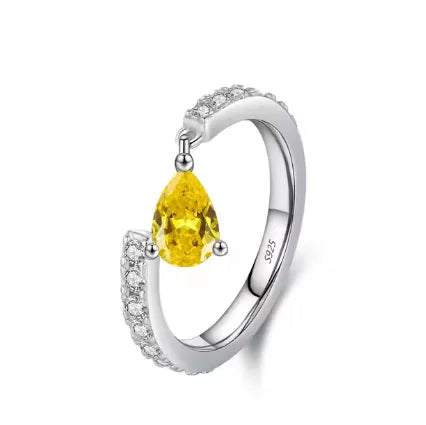 Water Drop Zircon Pendant Open Ring