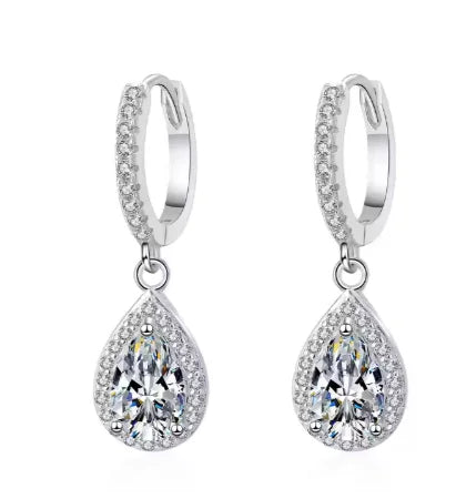 Water Drop Moissanite Hoop Earrings