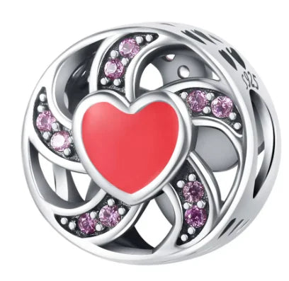Spinning love Heart Charm bead