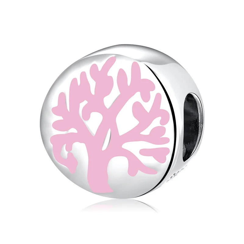 Pink Enamel Tree of Life Beads