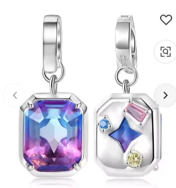 Fantasy Zirconia Square Charm Pendant