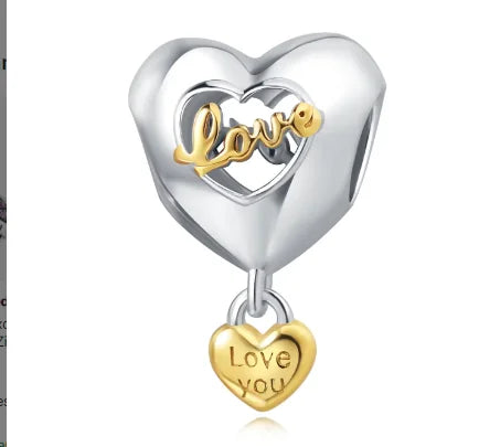 Hollow Heart love You Charm Bead