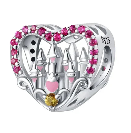 Heart Shaped Castle Charm Bead