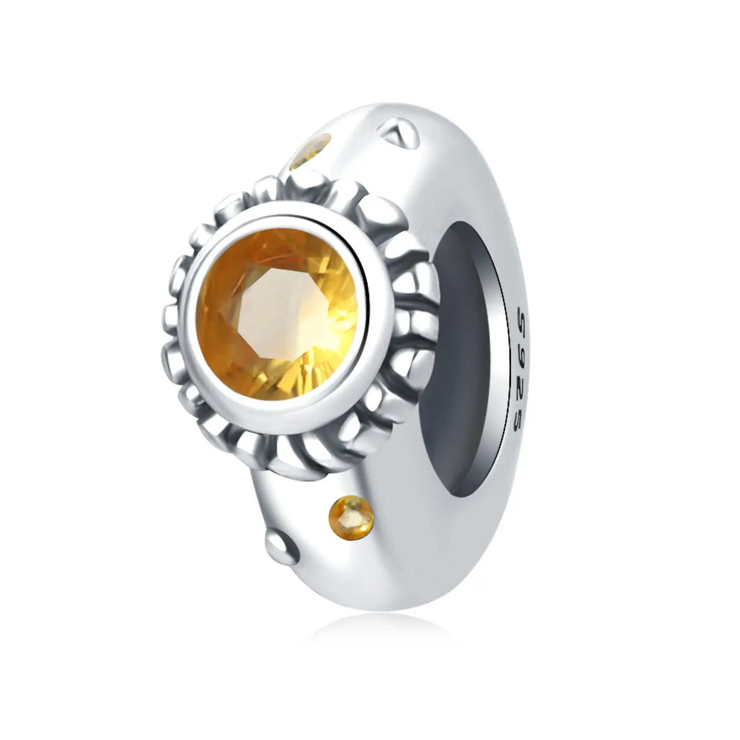 Yellow Zircon Small Sun Charm Bead