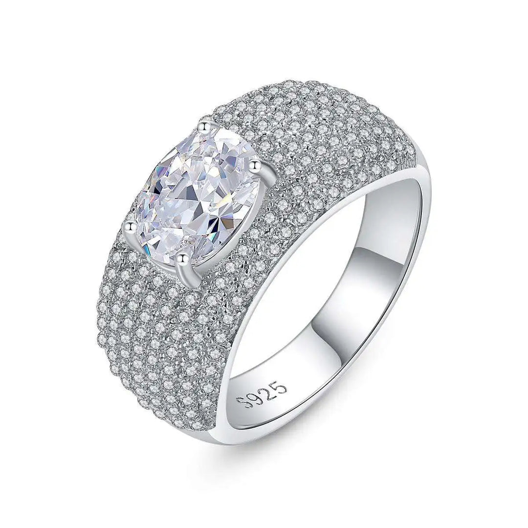 Wide Face Oval Shape CZ Eternity Ring