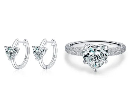 Heart Shaped Earrings and Ring Two Piece Set