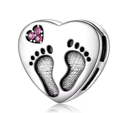 Heart shaped footprints beads