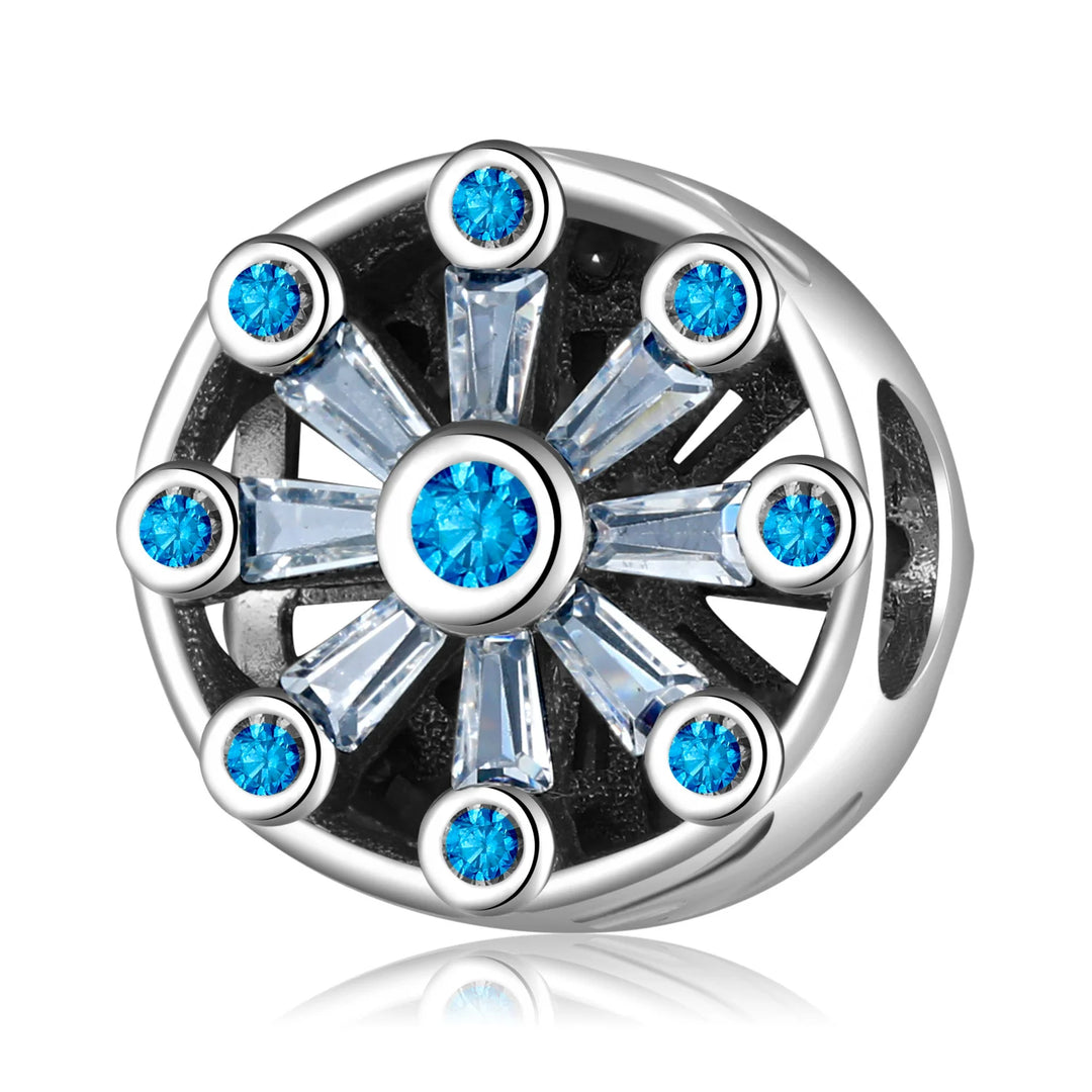 Zirconia inlaid snowflake beads