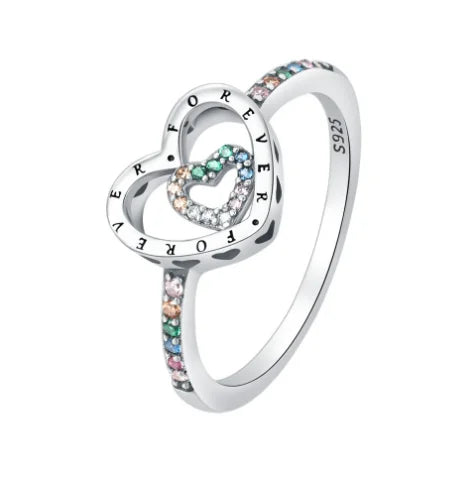Forever Double Heart Colorful Ring