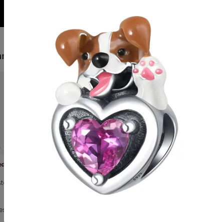Cute Corgi Puppy Holding Heart Beads