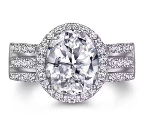 Oval Cut Large Halo Engagement Jewelry Ring