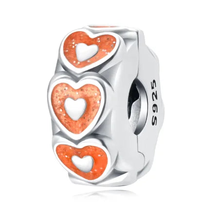 Red Enamel Love Heart Positioning Bead
