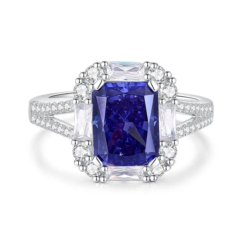 Square Simulated Sapphire Ring