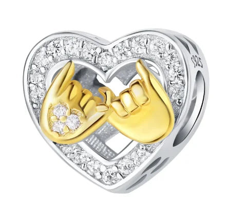 Hand in Hand Love Heart Charm Bead