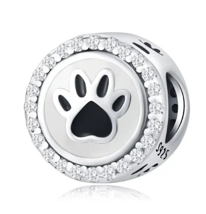 White Enamel Pet Footprint Charm Paw Bead