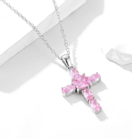 Pink Cross Pendant Necklace
