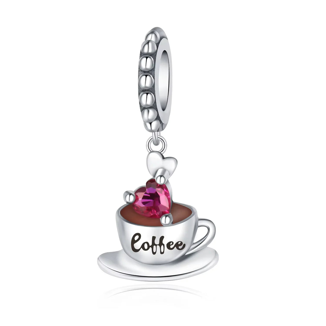 Love Heart Coffee Charm Pendant