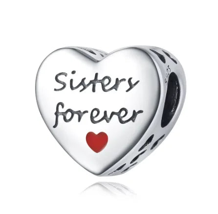 Sister Forever Heart Shaped Charm Bead
