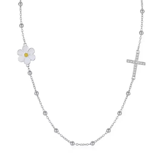 Daisy Cross Short Necklace