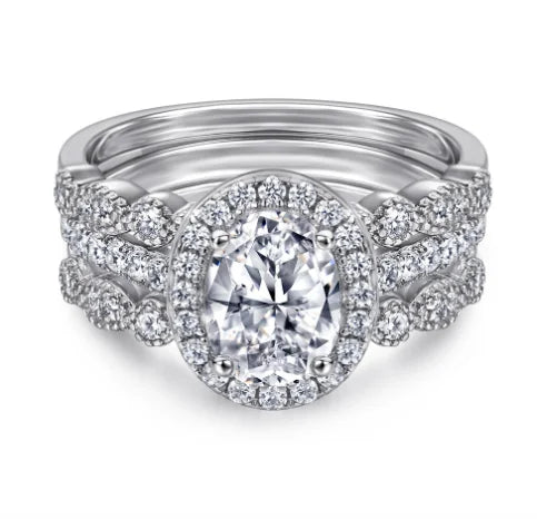 Big Halo Stackable Engagement Ring Set