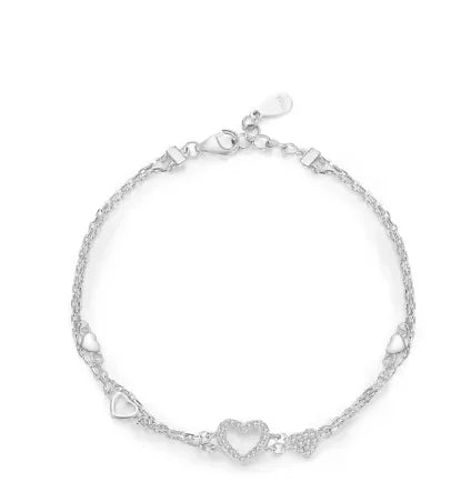 Double Layer Stacking Heart Shaped Chain Bracelet