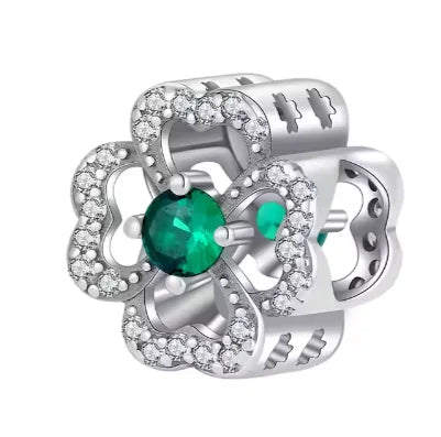 Four Leaf Clover Love Heart Charm