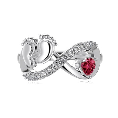 Mother's Love Footprints Silver Ring