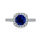 Blue Zirconia Halo Ring in Sterling Silver