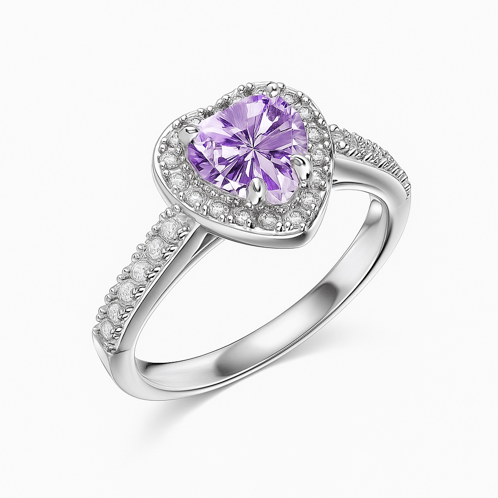 Heart-Cut Zirconia Ring