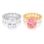 Statement Zirconia Ring in 925 Silver with 18K Gold Plating.