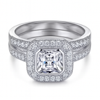 Square Two in One Combination Zircon Ring Set