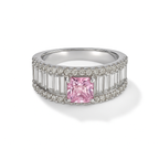 Zirconia Ring with Clear and Pink Stones in Sterling Silver