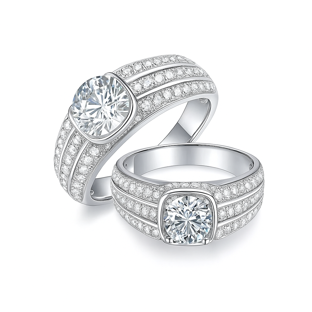 2CT Moissanite Statement Ring in 925 Silver