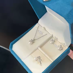 Lovely Bows Natural Freshwater Pearl Necklace Earrings Ring Set
