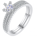 Juego de anillos de compromiso de moissanita de 0,5 ct con forma de copo de nieve