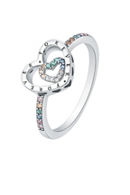 Multicolor Heart Zirconia Ring in Sterling Silver