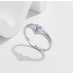 Heart Crown Adjustable Blue Zirconia Ring