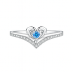 Heart Crown Adjustable Blue Zirconia Ring