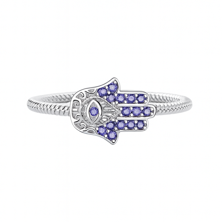 Amuleto con forma de mano de Hamsa y anillo con forma de ojo