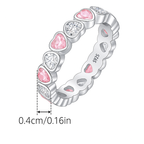 Clear and Pink Heart Zirconia Band in Sterling Silver