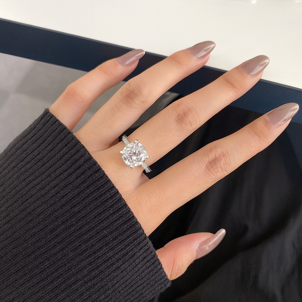 Cushion Cut Zirconia Ring in Sterling Silver or Gold