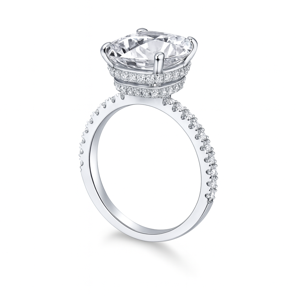 Cushion Cut Zirconia Ring in Sterling Silver or Gold