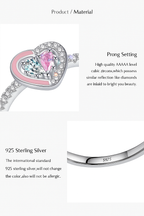 Pink Heart Zirconia Ring in Sterling Silver